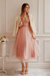 Cyrilla | Midi Pink Tulle Dress- Boutique 1861 on model