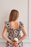 Elysara | Floral Gingham Babydoll Dress w/ Tie Back- boutique 1861 on model back