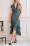 Evadora | Green Midi Dress w/ Textured Floral Fabric  Boutique 1861 on model