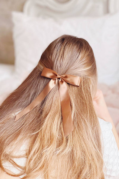 Ezelle Brown | Satin Bow Hair Clip-Boutique 1861 on model