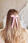 Ezelle Blush | Ribbon Bow Hair Clip-Boutique 1861 on model