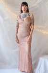 Isolina Rosegold Sparkly Sequin Maxi Dress | Boutique 1861  on model