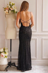 Isolina Rosegold Sparkly Sequin Maxi Dress | Boutique 1861 back model
