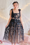 Isolt | Beige Midi Dress w/ Black Floral Lace  - Isolt - Boutique 1861 on model