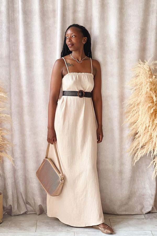 Marinet Beige Long Loose-Fitted Dress