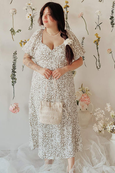 Mikaru | White Floral A-Line Dress- Boutique 1861 on model