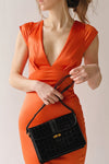 Vicky Brown | Faux Croc Leather Bag-boutique 1861 on model