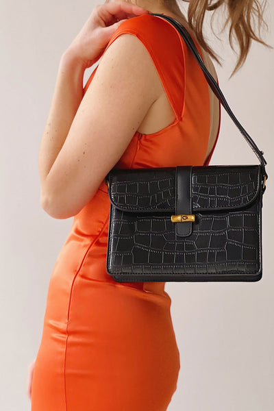 Vicky Black | Faux Croc Leather Bag Boutique 1861 on model
