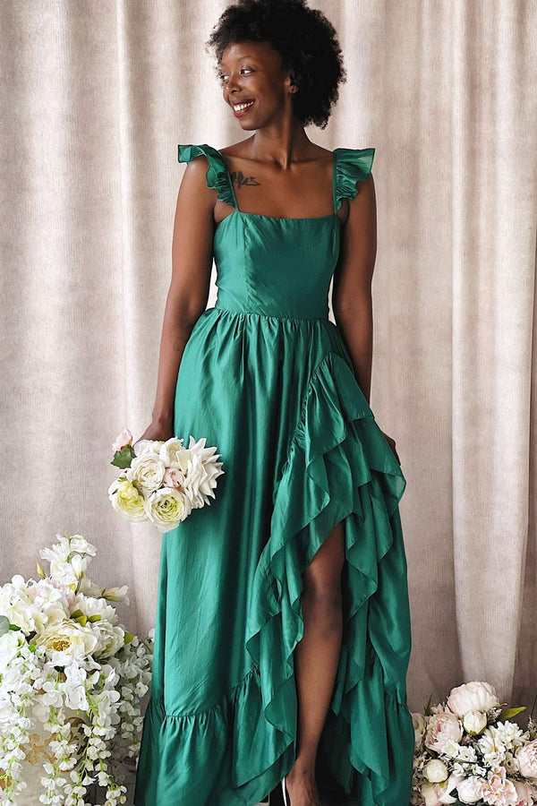 Phyllosia Green Maxi Dress w/ Ruffles | Boutique 1861 Phyllosia Green Maxi Dress w/ Ruffles | Boutique 1861