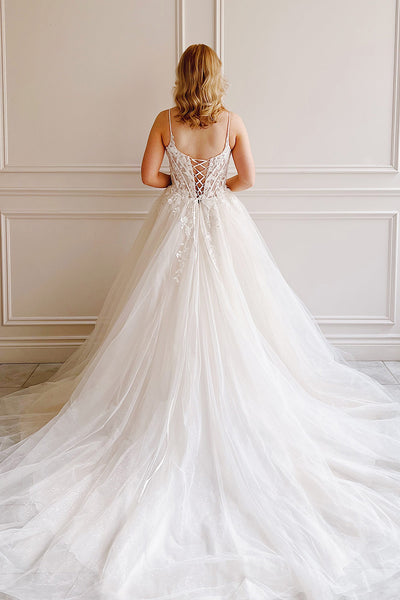 Sarienne | Sparkly A-Line Bridal Tulle Dress- boutique 1861 on model