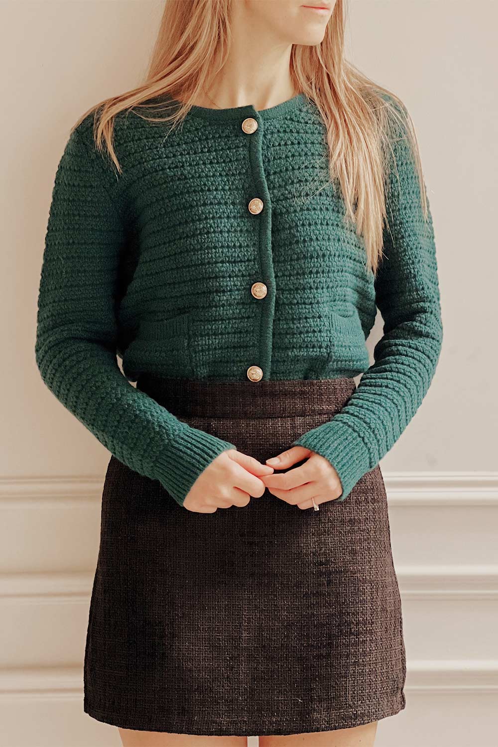 Suzie Green | Oversized Knit Cardigan- Boutique 1861 on model