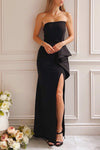 Ursuli Black Strapless Maxi Dress w/ Side Slit | Boutique 1861  model