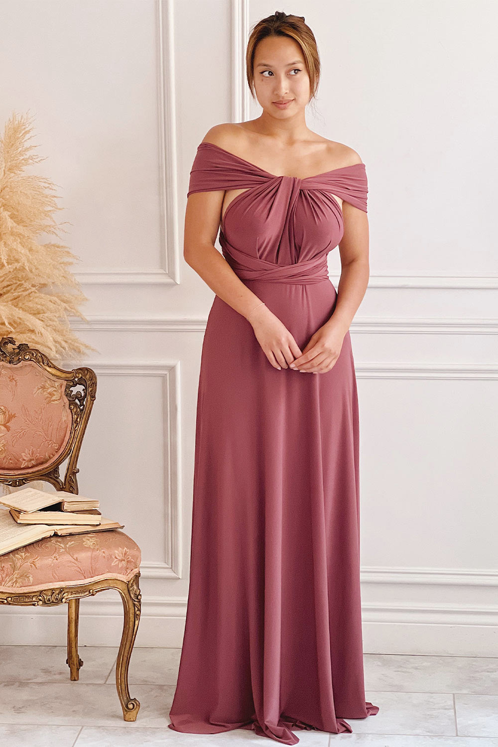 Violaine Mauve Foncé | Robe Longue Convertible
