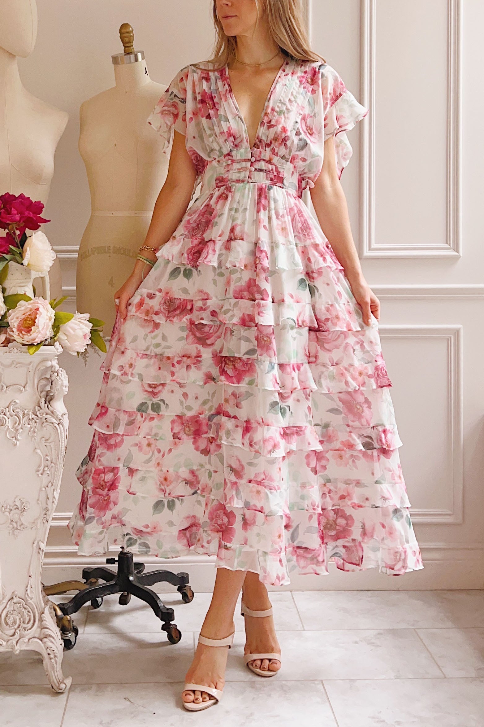 Aveline | Floral Maxi Dress w/ Ruffles