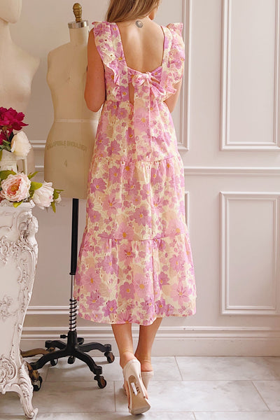 Lidia Floral Midi Dress w/ Large Ruffles | Boutique 1861