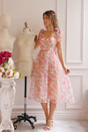 Marisole | Bustier Floral Midi Dress w/ Bow Straps