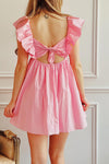 Rarau Pink Babydoll Dress w/ Tie Back | Boutique 1861 back on model