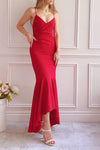 Rita Red Fitted Mermaid Maxi Dress | Boutique 1861 on model