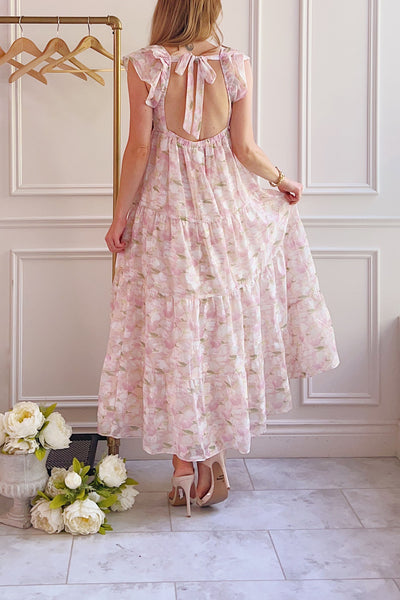 Anania Shimmery Floral Midi Dress | Boutique 1861 on model back