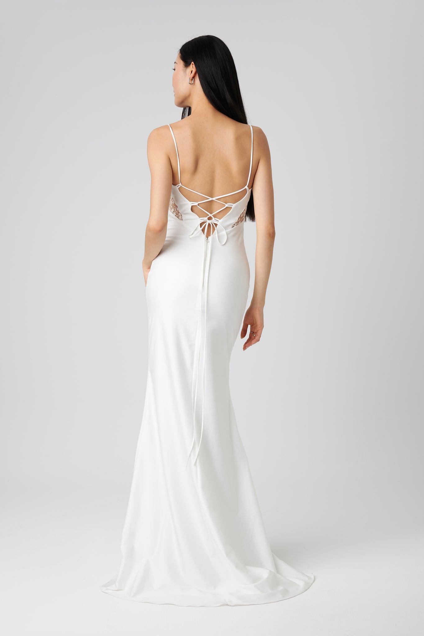 Elaria Ivory | Embroidered Fitted Wedding Dress on model