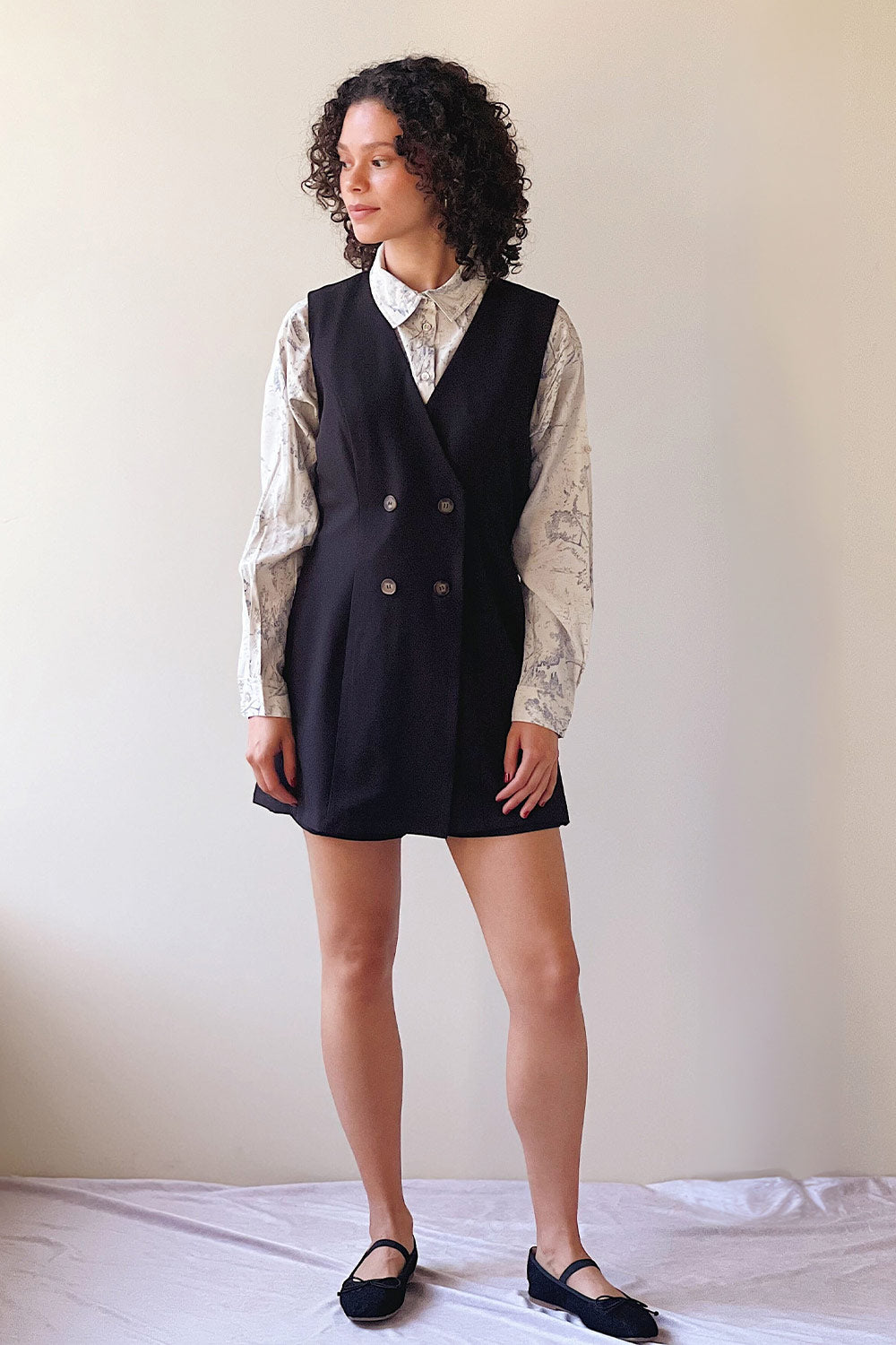 Irenne Black Blazer Romper on model boutique 1861