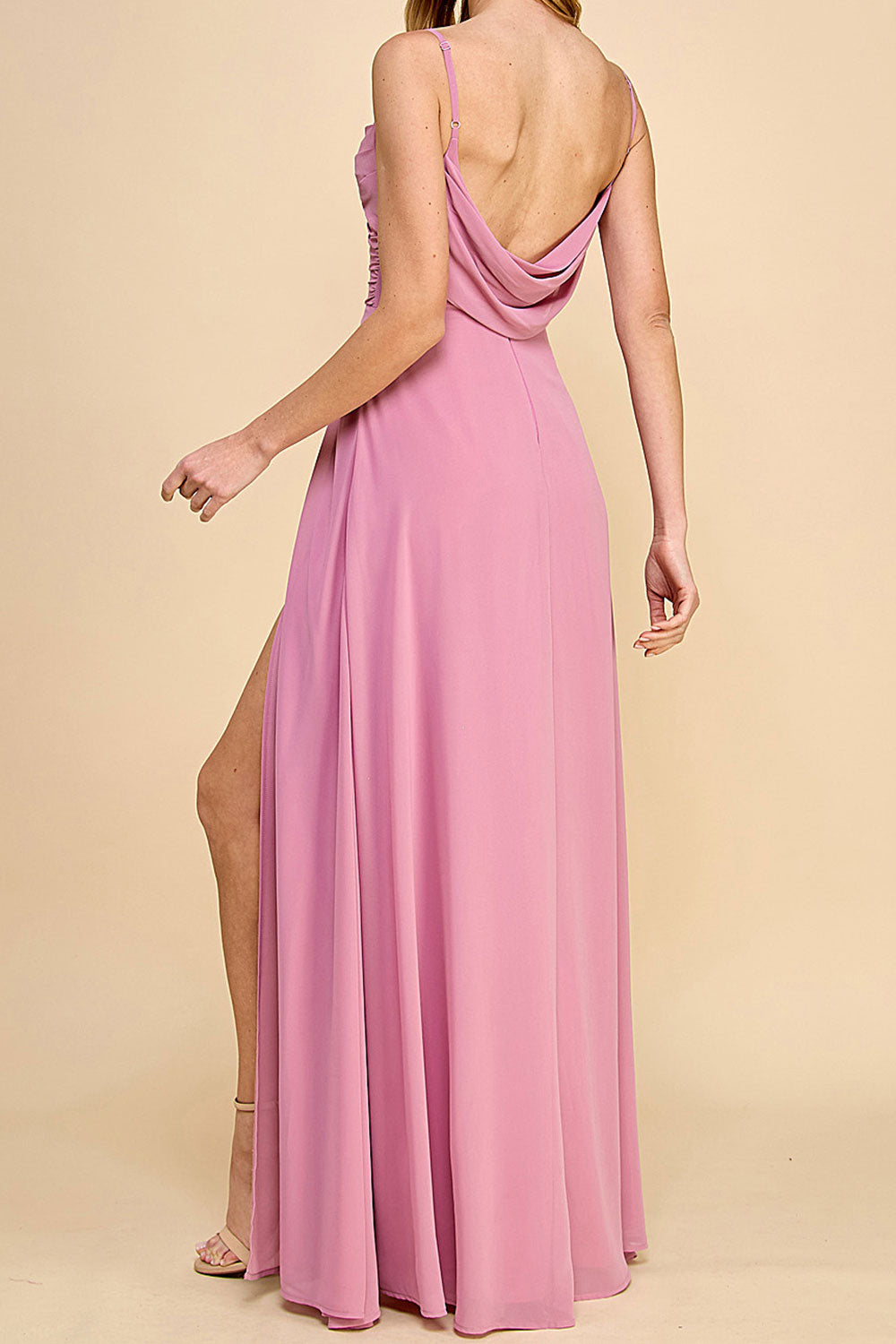 Kieran Mauve A-Line Maxi Dress w/ Lace | Boutique 1861 Rollover Back