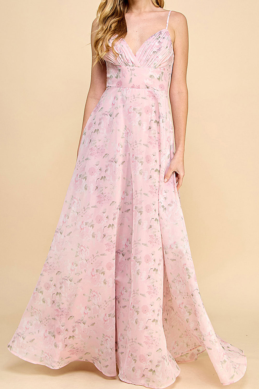 Taeyeon Pink Floral Maxi Dress | Boutique 1861 Rollover Front