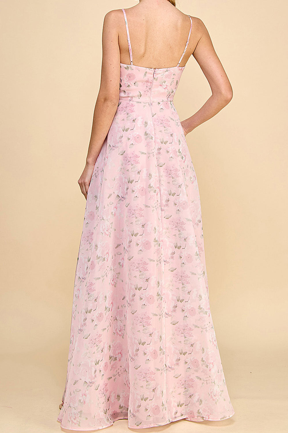 Taeyeon Pink Floral Maxi Dress | Boutique 1861 Rollover Back