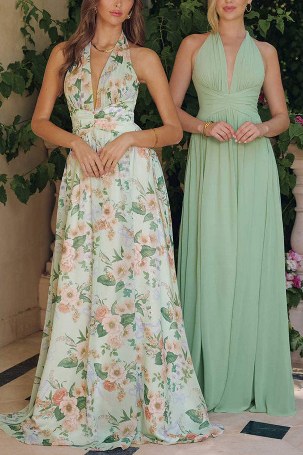 Seojun Maxi Floral Halter Dress | Boutique 1861 front model