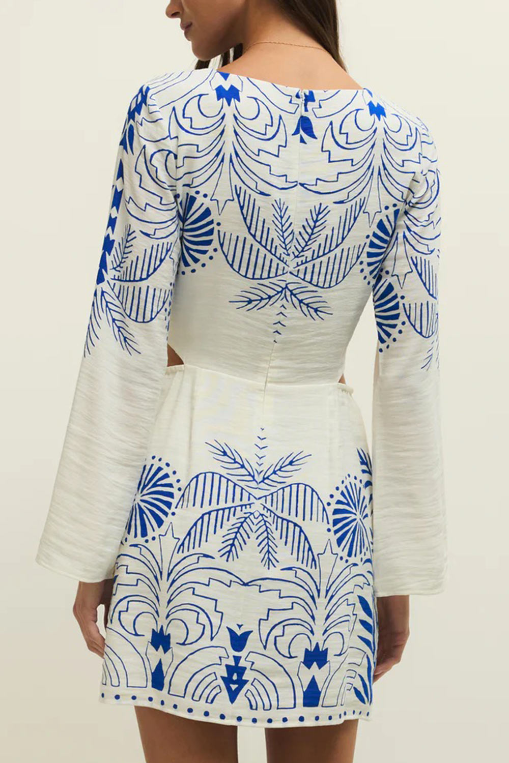 Sharon Short White Dress with Contrast Print | Boutique 1861 back