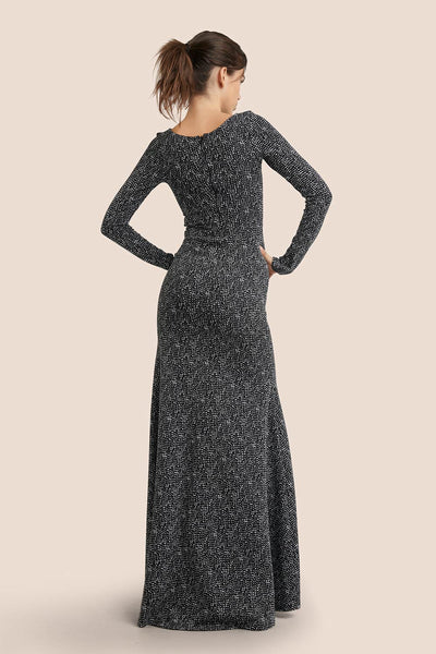 Sophya Black Long Sleeved Mermaid Maxi Dress | La petite garçonne  model back