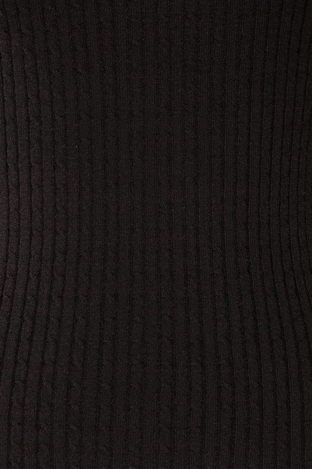 Sambir Black Mock Neck Ribbed Fitted Top | La petite garçonne fabric 