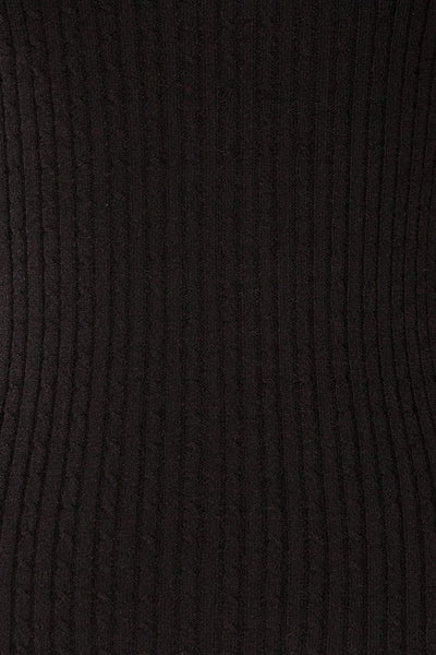 Sambir Black Mock Neck Ribbed Fitted Top | La petite garçonne fabric