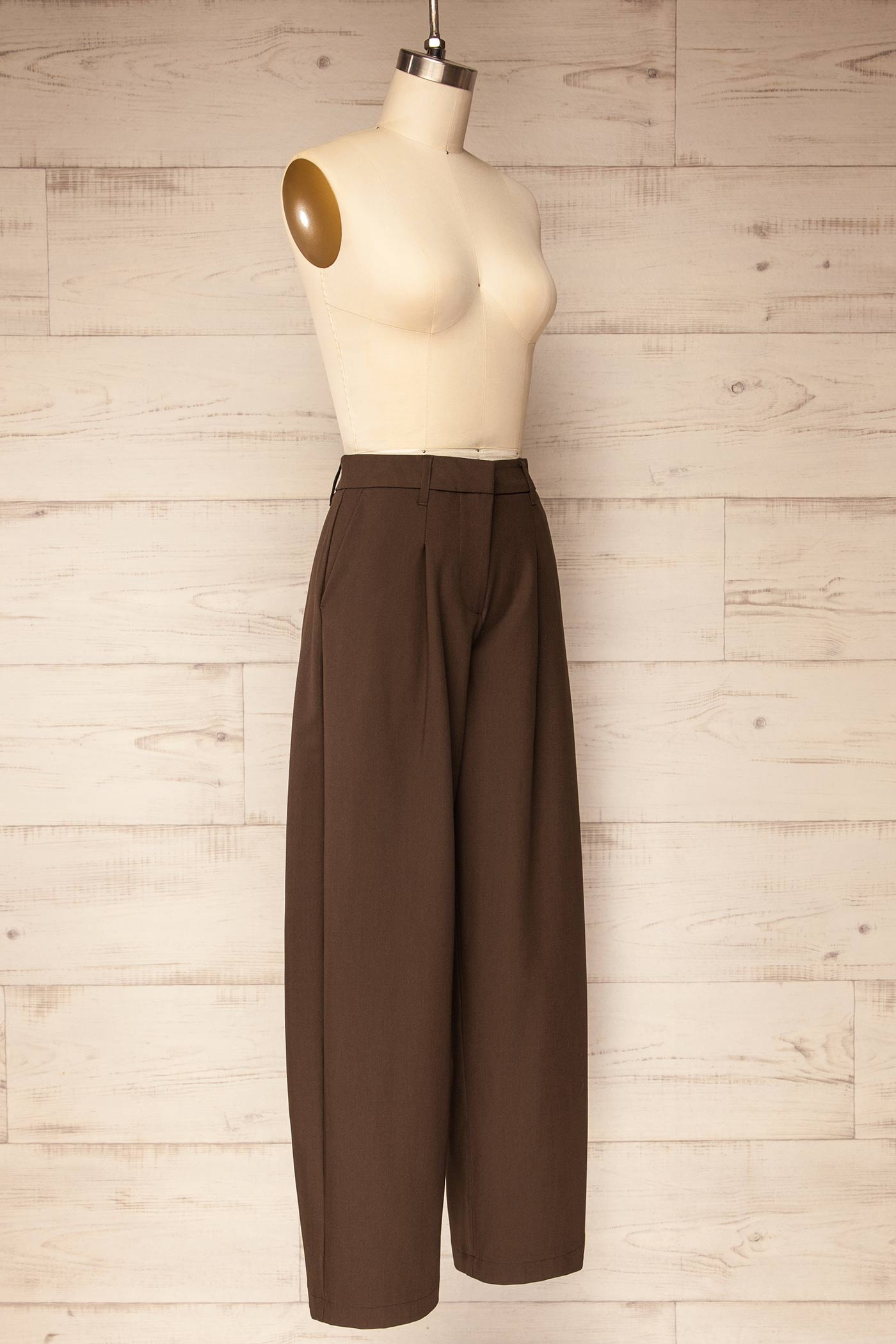Satna Brown Barrel Legs Trousers | La petite garçonne side 