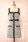 Scarlett Black & White Short Tweed Dress | Boutique 1861 front close-up