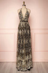 Sharidan Black Glitter Mesh Maxi Dress | Boutique 1861