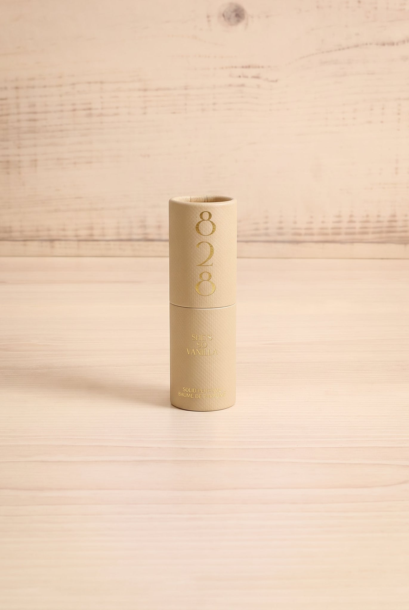Front view of the She's so Vanilla solid perfume by 828 Aroma, handmade in Canada and available at Maison Garçonne.