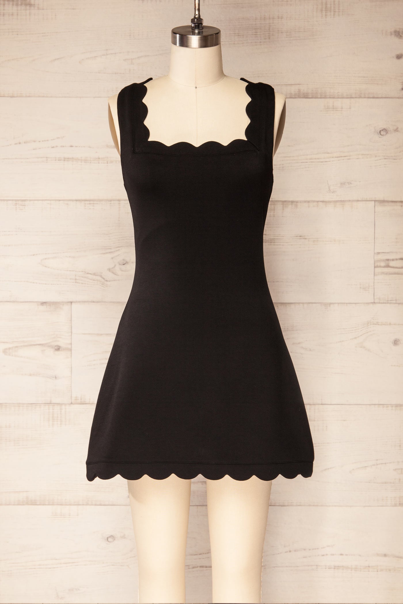 Sirsa Black A-Line Mini Dress with Built-In Shorts | La petite garçonne front view