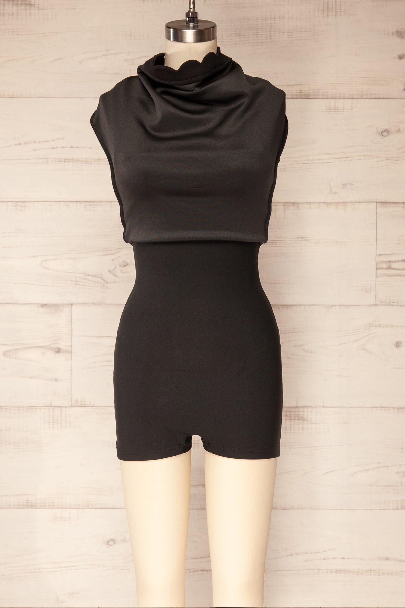Sirsa Black A-Line Mini Dress with Built-In Shorts | La petite garçonne build-in short view