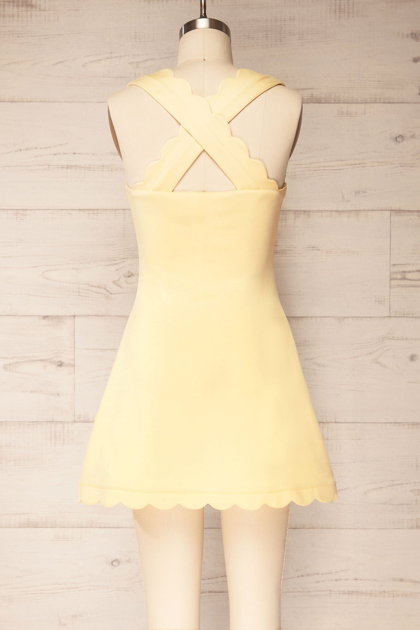 Sirsa Light Yellow A-Line Mini Dress with Built-In Shorts | La petite garçonne back view