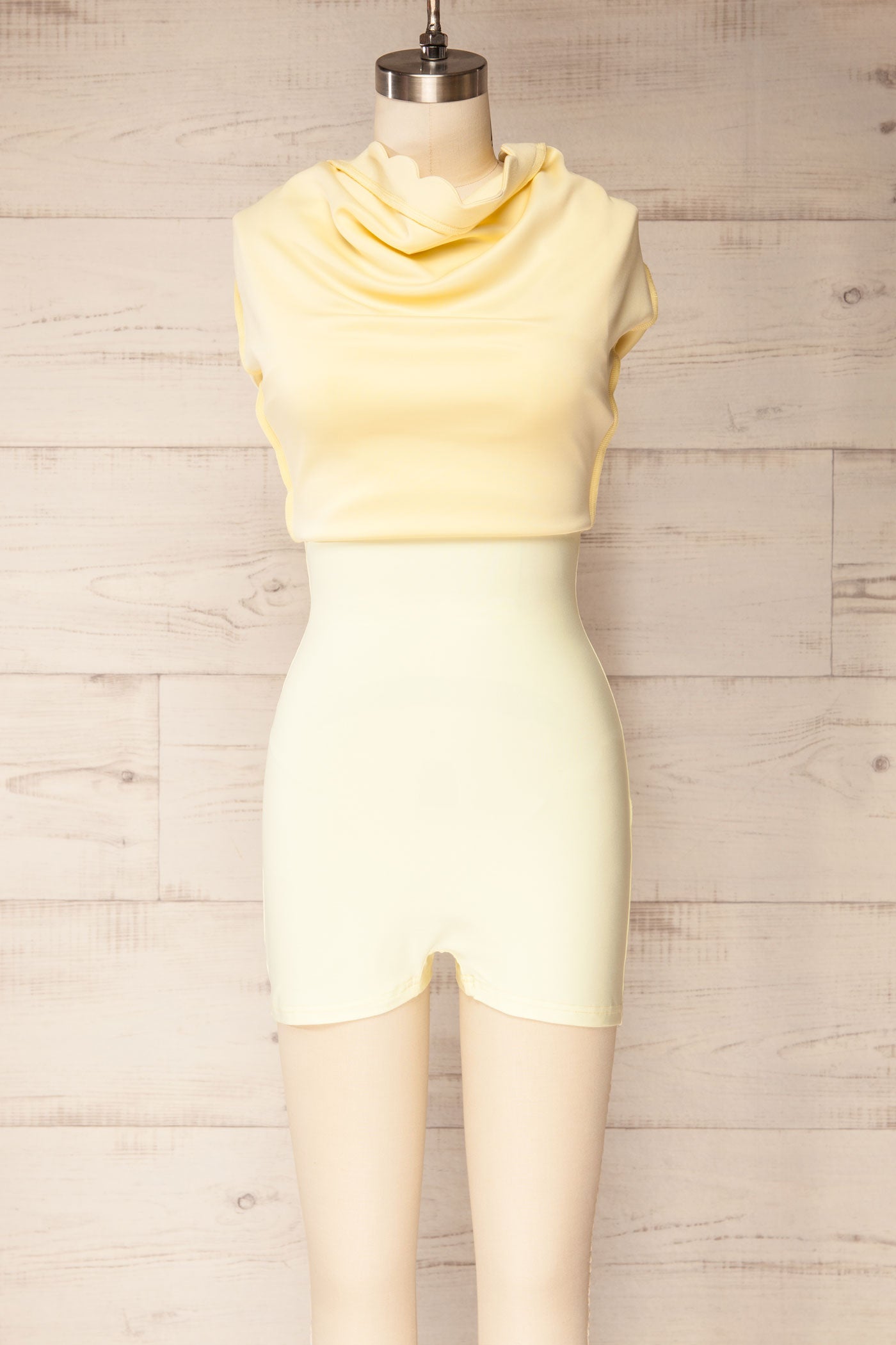 Sirsa Light Yellow A-Line Mini Dress with Built-In Shorts | La petite garçonne BUILT-IN SHORTS VIEW