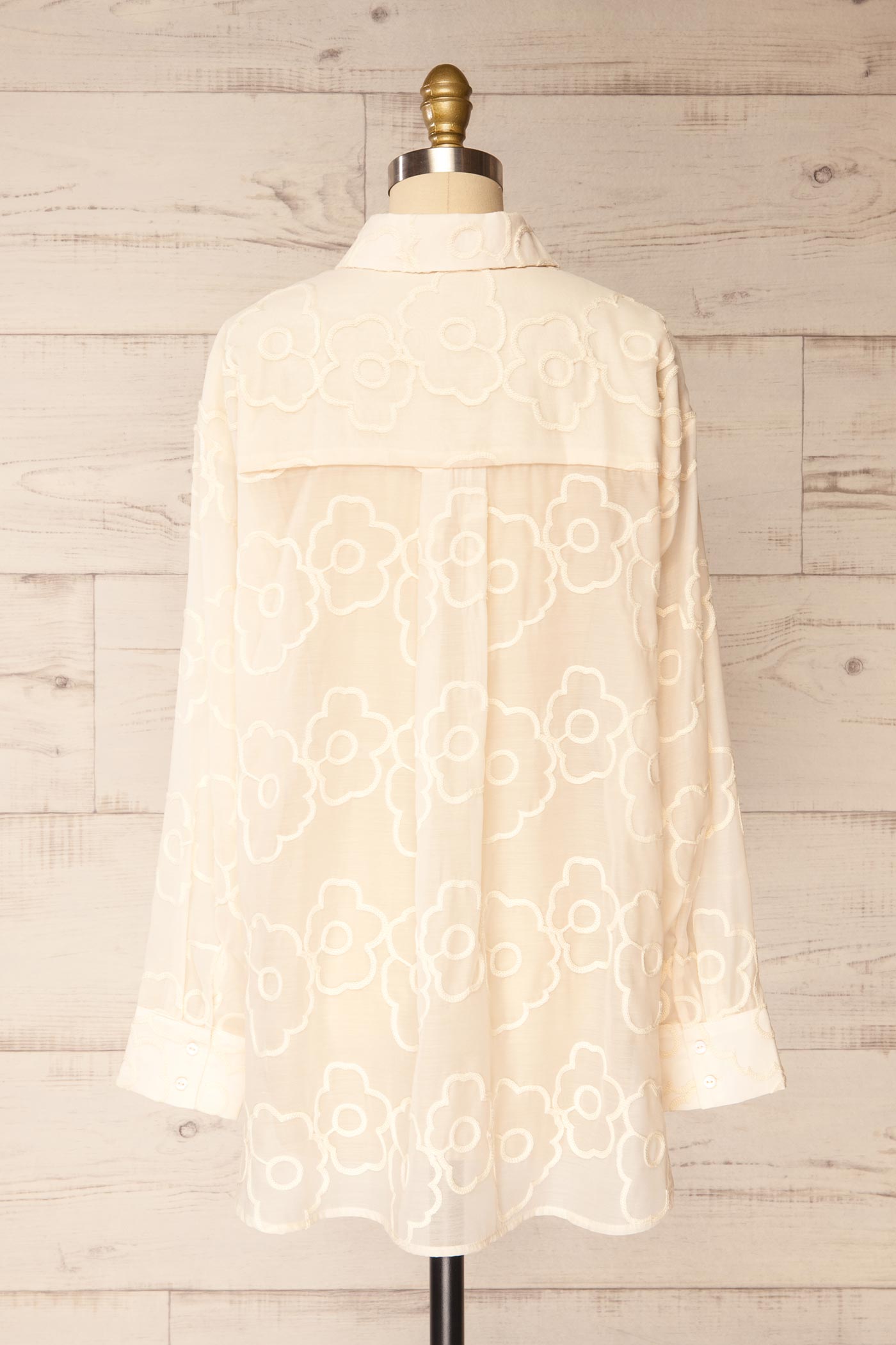 Siwan Cream Blouse with Embroidered Flower Print | La petite garçonne back view