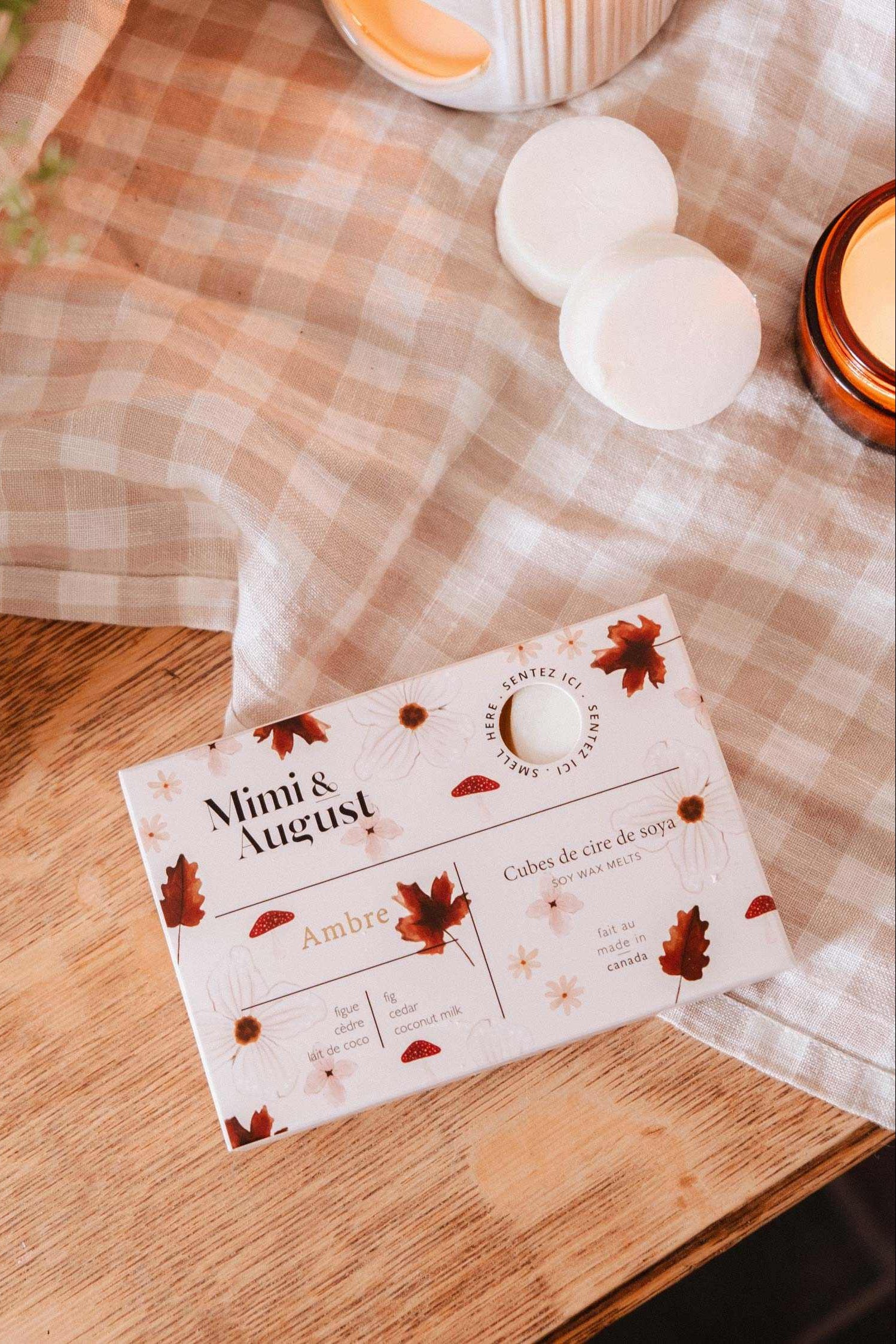 life style shot of Ambre Soy Wax Melts at Maison garçonne