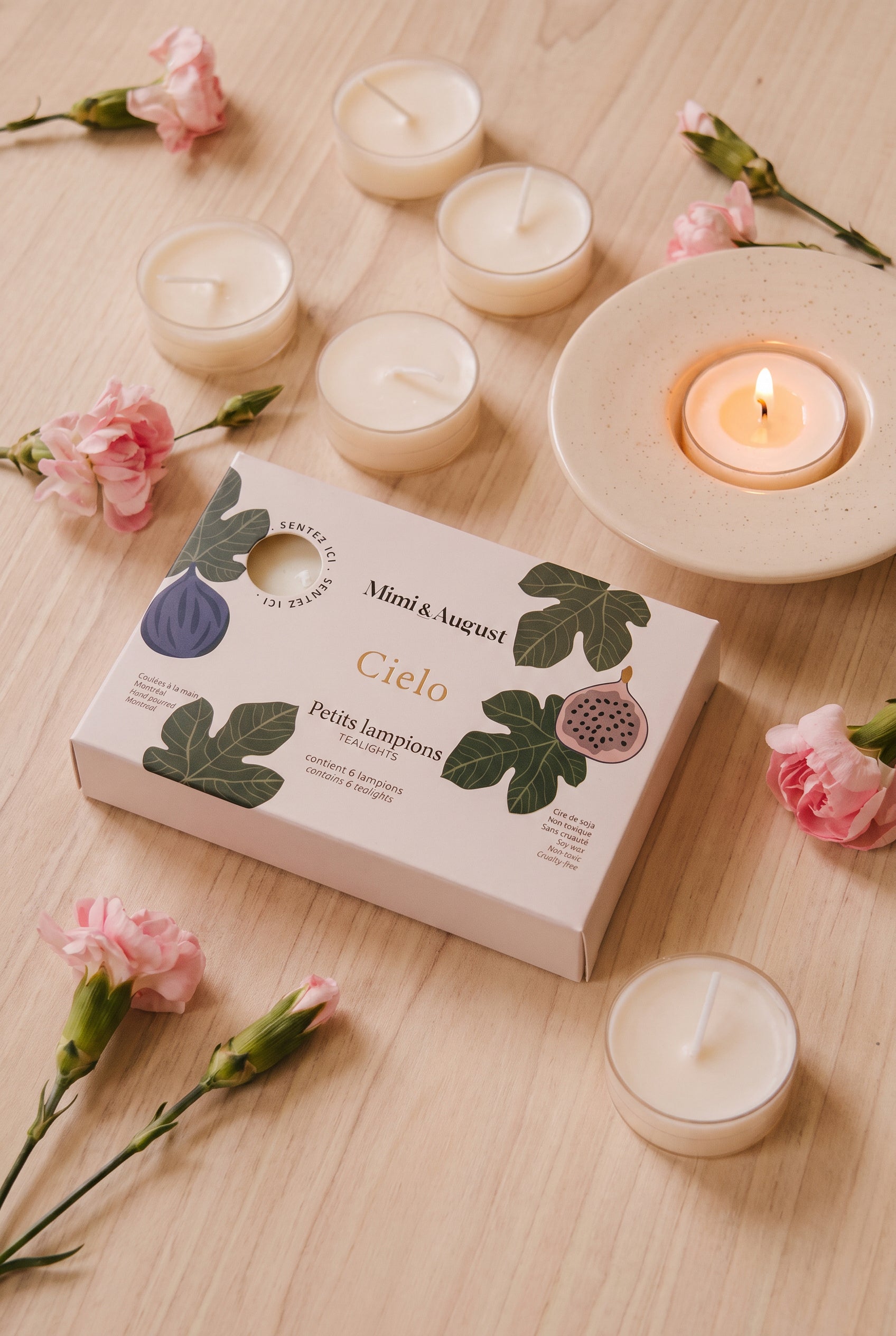 top view of Cielo Tealight Candle Set at Maison garçonne