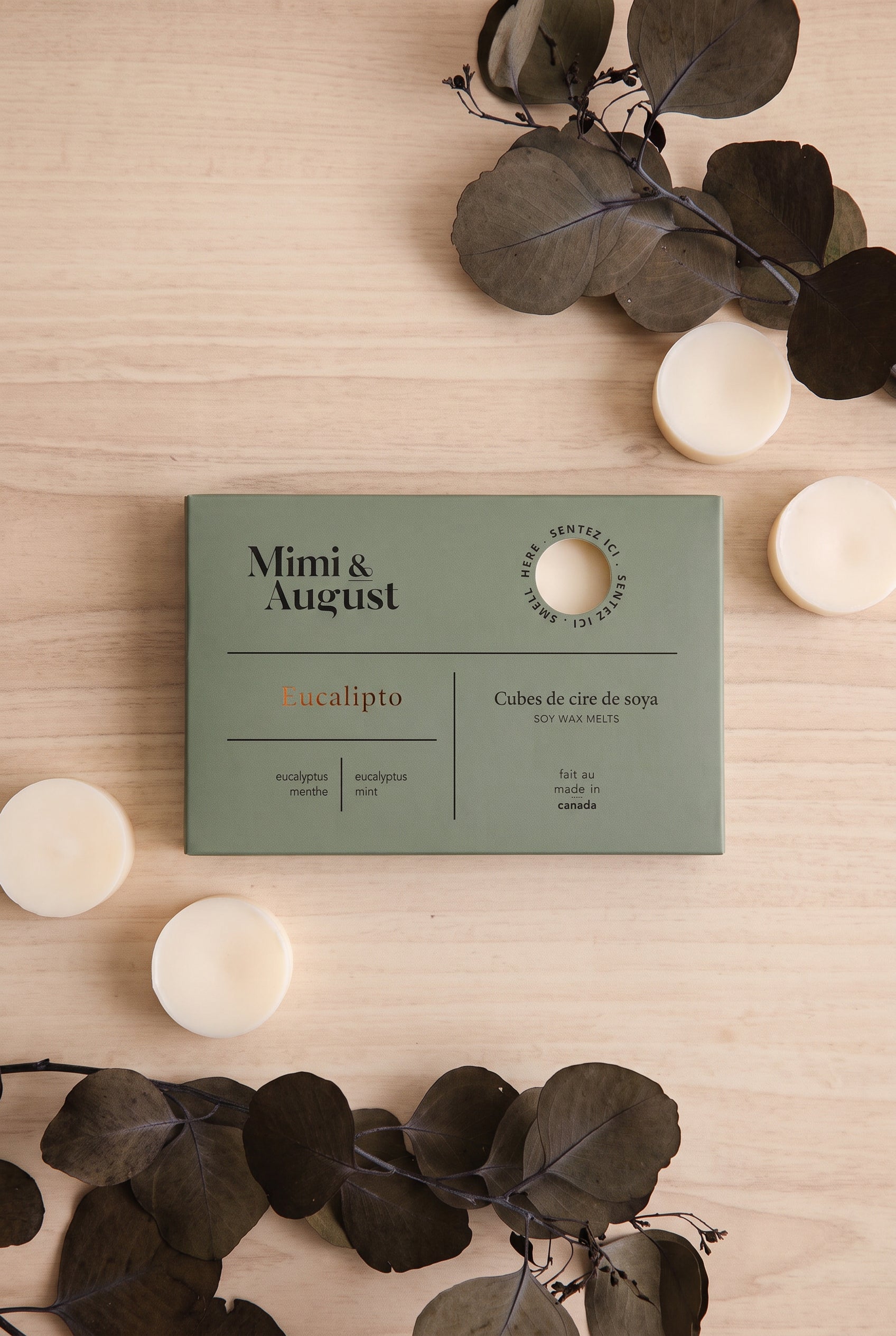 top view of Eucalipto Soy Wax Melts at Maison garçonne