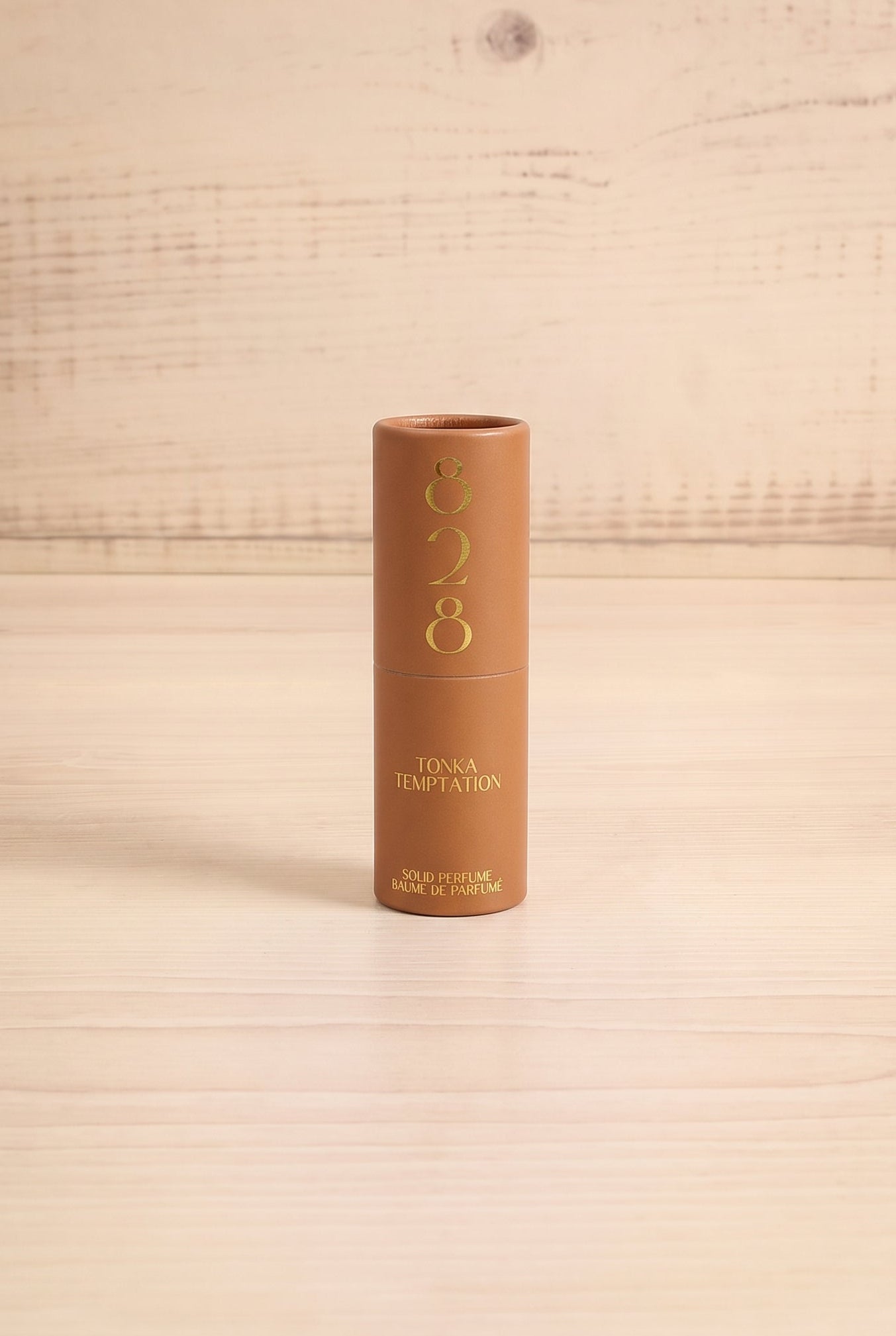 Front view of the Tonka Temptation solid perfume by 828 Aroma, handmade in Canada and available at Maison Garçonne.