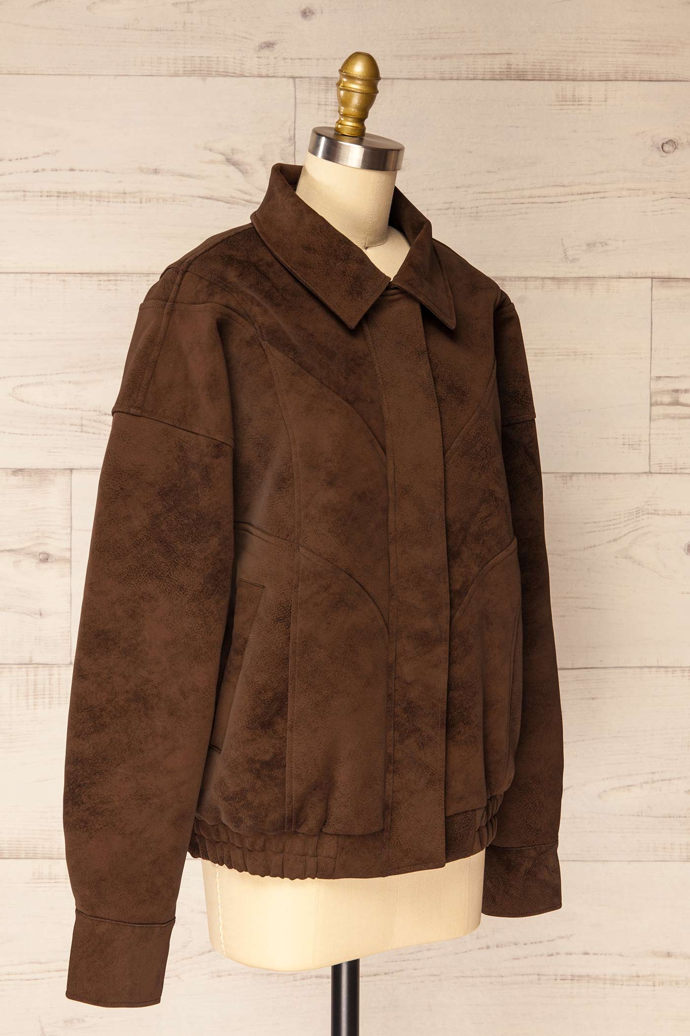 Tortona Brown Faux Suede Oversized Jacket | La petite garçonne side