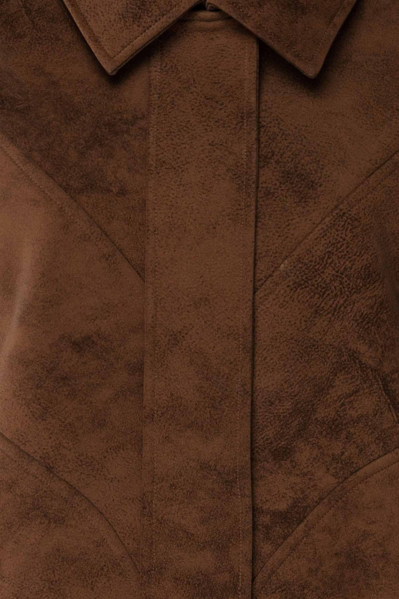 Tortona Brown Faux Suede Oversized Jacket | La petite garçonne fabric 