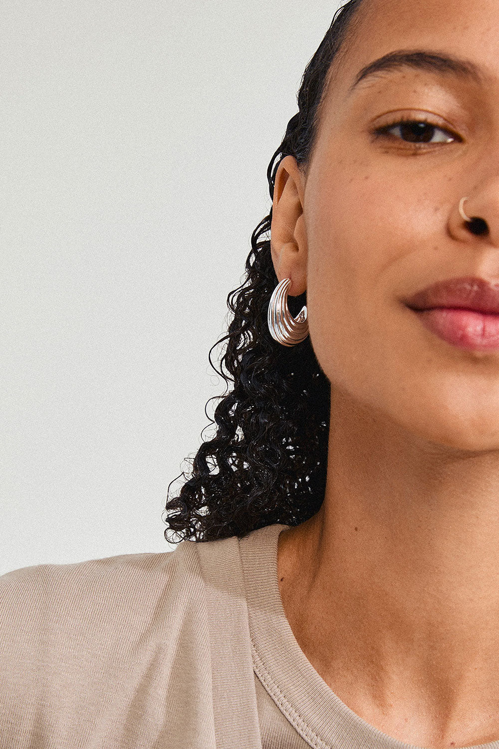 Ulsan Silver | Ribbed Hoop Earrings by Pilgrim