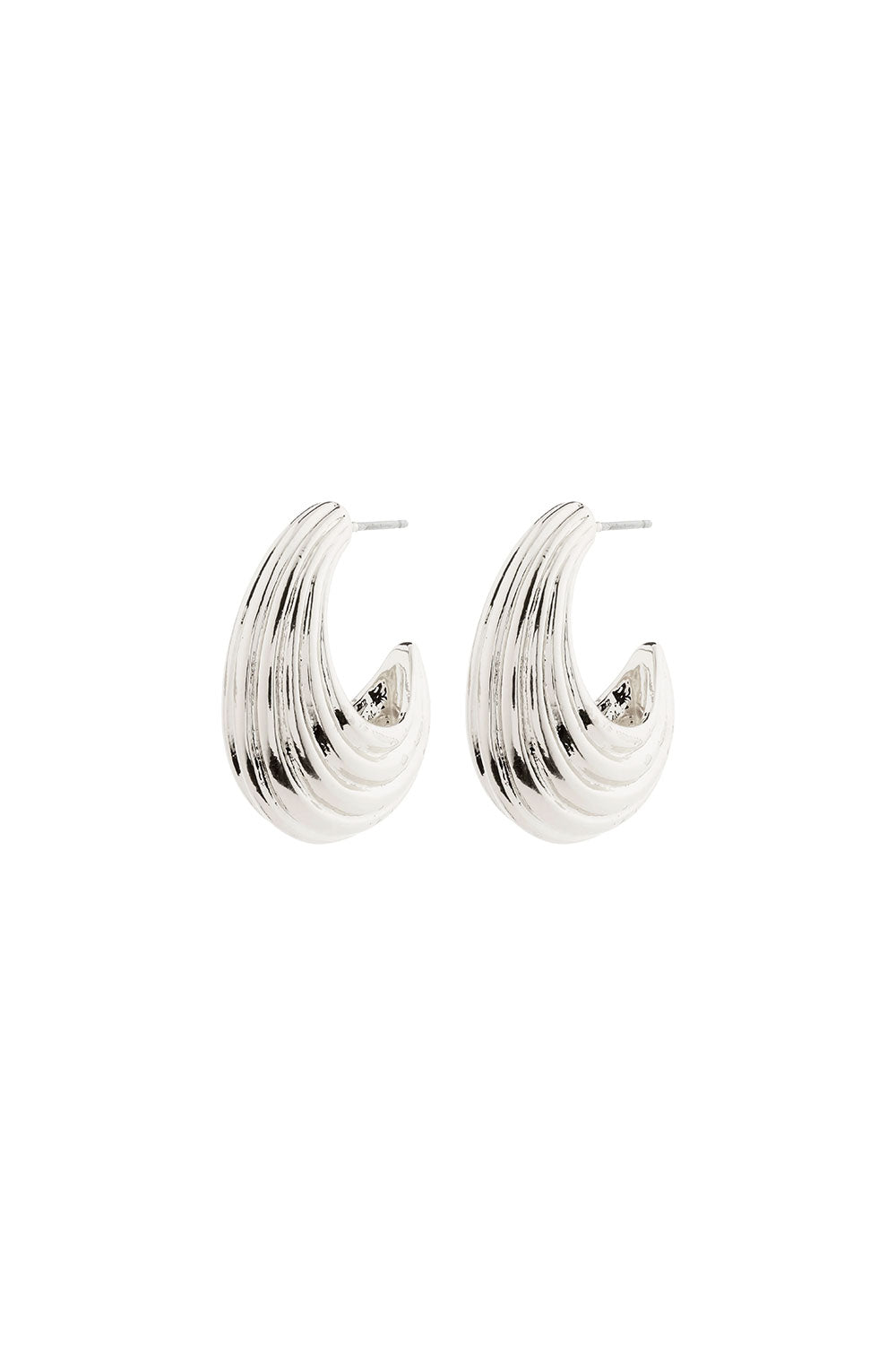 Ulsan Silver | Ribbed Hoop Earrings by Pilgrim